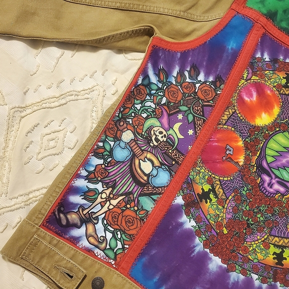 Levi's Grateful Dead Canvas Denim Type 3 Trucker Jacket + Liquid Blue Tie Dye - Picture 9 of 16